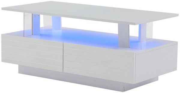 MC Star Couchtisch mit Aufbewahrungsfunktion, Acryl-LED-wohnzimmertisch, beistelltisch (doppelschichtiger rechteckiger Couchtisch mit Bluetooth-Handy-App-Steuerung, geeignet für Partys, Büros)