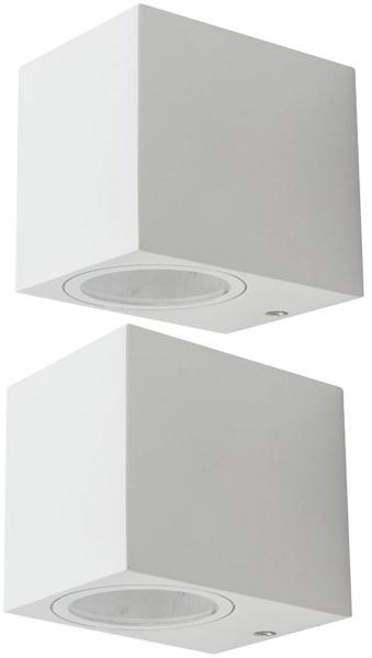 2er Set Wandleuchte, Außen, Alu, Glas, weiß, H 8 cm