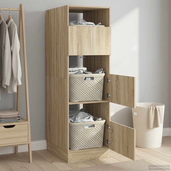 vidaXL Wäscheschrank mit Tür Sonoma 50 x 68 x 162 cm Holzwerkstoff 3422794