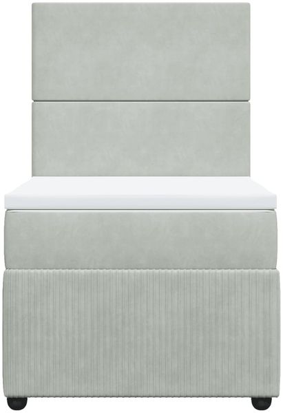 vidaXL Boxspringbett mit Matratze Hellgrau 90x200 cm Samt 3294532 Bild 6