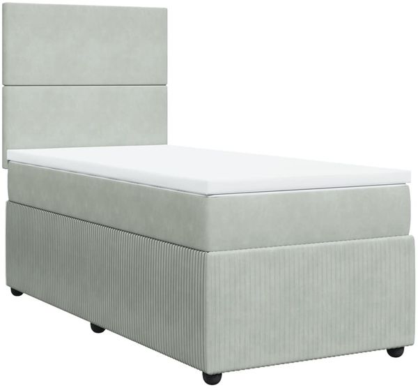 vidaXL Boxspringbett mit Matratze Hellgrau 90x200 cm Samt 3294532 Bild 3