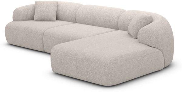 Samtstoff Ecksofa Monteluna L Form - Bouclestoff - pearl - Rechts