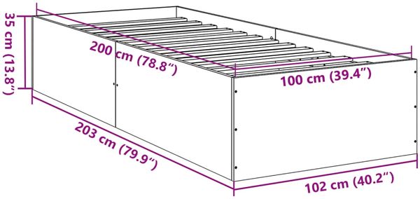 vidaXL Bettgestell Weiß 100x200 cm Holzwerkstoff 3281049 Bild 10