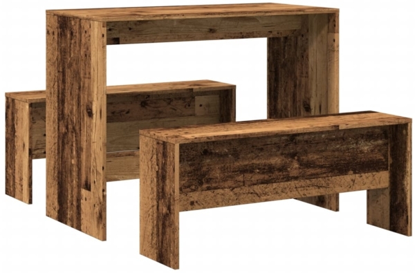 vidaXL 3-tlg. Esstisch und Bank Set Altholz-Optik Holzwerkstoff 855538