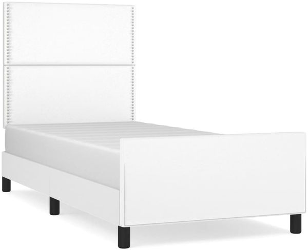 Einzelbettgestell Design für Erwachsene mit Kopfteil Weiß 100x200 cm Kunstleder d3396e