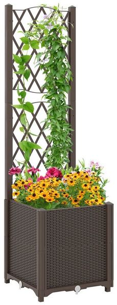 COSTWAY Blumenkasten (1 St), mit Rankgitter, Hochbeet für Kletterpflanzen, 40x40x140cm
