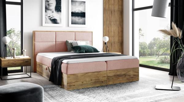 Boxspringbett Schlafzimmerbett BARTEL 180x220cm Stoff Rose inkl. Bettkasten