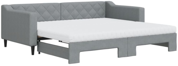 vidaXL Tagesbett Ausziehbar mit Matratze Hellgrau 90x190 cm Stoff 3197454