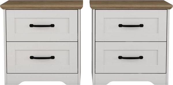 OTTO home Nachtkommode Emmilia Nachttisch Set im Landhaus Design (2 St, Schlafzimmer Kommoden Nachschrank im 2er Set), 2 Schubladen je Nachttisch - viel Stauraum im Schlafzimmer