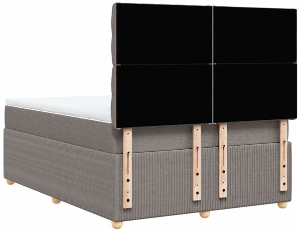 vidaXL Boxspringbett mit Matratze Taupe 160x200 cm Stoff 3294418 Bild 8