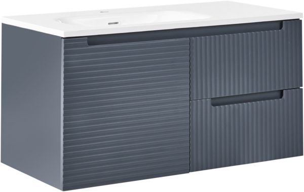 Wandmontierter Waschbeckenunterschrank mit Waschbecken VALA 100 cm Graphitgrau