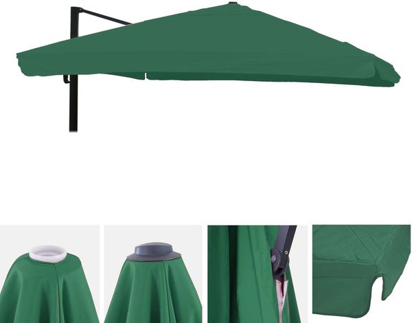 mendler Ersatz-Bezug für Luxus-Ampelschirm HWC-A96 mit Flap, Polyester, Dunkelgrün, 3x4m