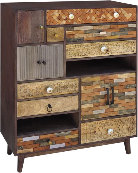 Kommode ARVID - Holz Mehrfarbig 121 x 100 x 40 cm | Schrank Schlafzimmer Sideboard