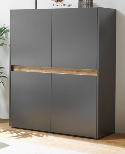 'Center' Highboard grau matt/ Eiche Wotan