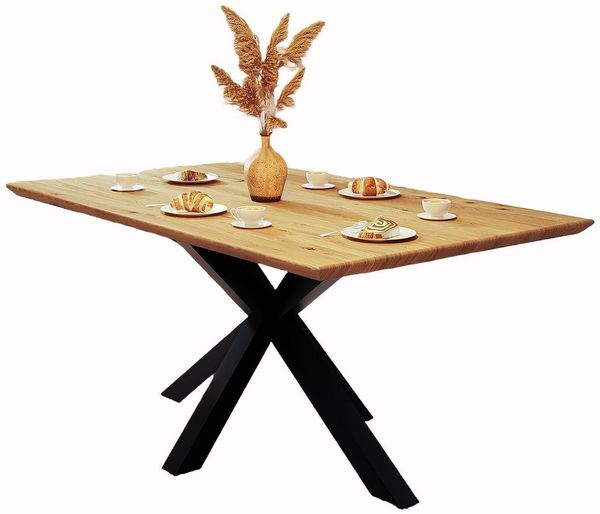 Esstisch Swiss Cant Adao Wildeiche 190x100 cm Tisch Schweizer Kante X-Gestell
