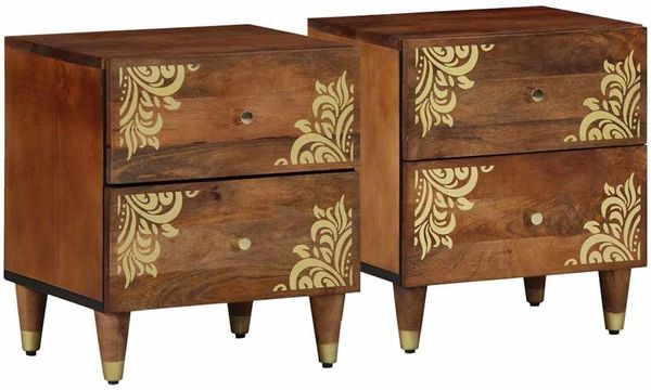 vidaXL Nachttisch 2 pcs Honigbraun 40 x 33 x 46 cm Massivholz Mango 4018735