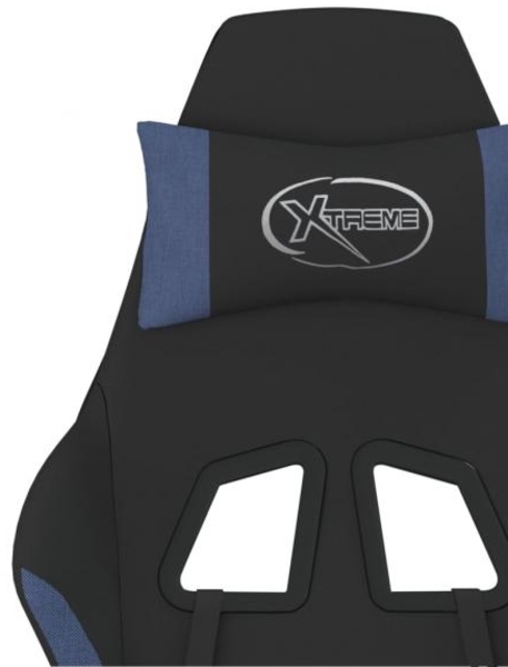 Gamingstuhl Drehbar Schwarz und Blau Stoff Bild 3