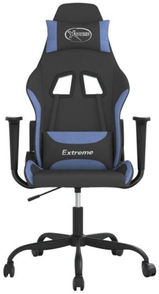 Gamingstuhl Drehbar Schwarz und Blau Stoff Bild 4
