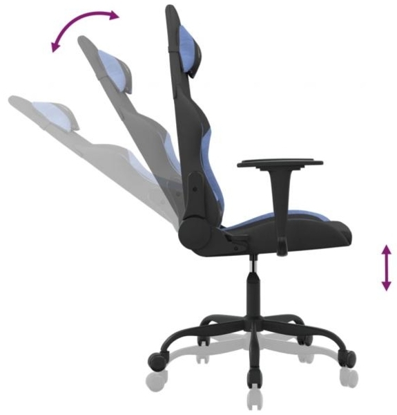 Gamingstuhl Drehbar Schwarz und Blau Stoff Bild 7