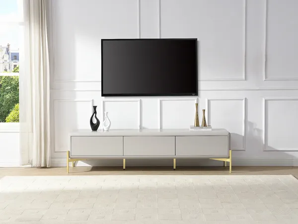 Vente-unique - LYBAKA TV unit Holz, Platte Beige - B 40 cm x H 45 cm x L 180 cm