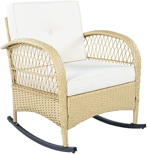 Balkonset mit 1 quadratischem Glastisch und 2 Schaukelstühlen, 3-tlg, Loungeset, Gartenmöbel, Metallrahmen, Polyrattan Bild 7