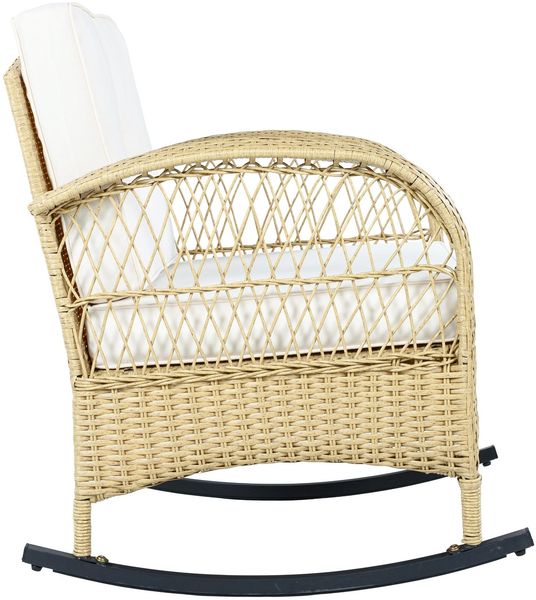 Balkonset mit 1 quadratischem Glastisch und 2 Schaukelstühlen, 3-tlg, Loungeset, Gartenmöbel, Metallrahmen, Polyrattan Bild 8