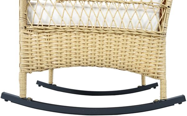 Balkonset mit 1 quadratischem Glastisch und 2 Schaukelstühlen, 3-tlg, Loungeset, Gartenmöbel, Metallrahmen, Polyrattan Bild 9