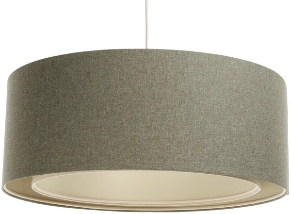 BPS Koncept 06A-020-60 Hängeleuchte BOHO ELEGANT E27 1x40W Stoff strukturiert auf PVC-Kunststoff grau, creme H:90cm Ø60cm dimmbar