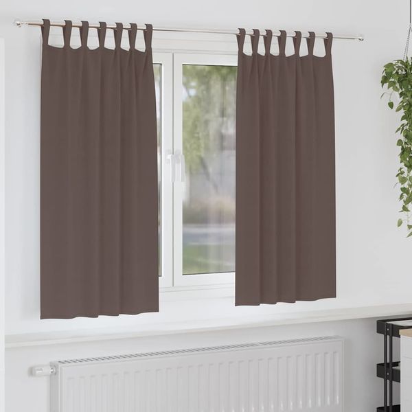 vidaXL Verdunkelungs-Vorhänge mit Ringen 2 pcs Dunkelbraun 4107554