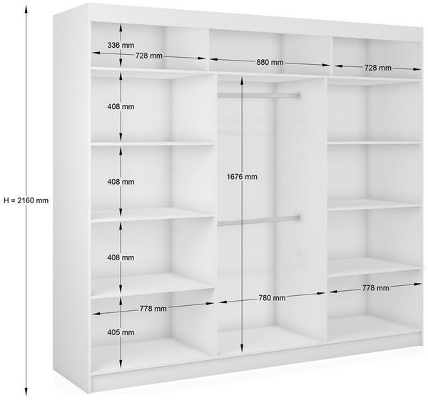 ALTDECOR Schiebetürenschrank VOXI (Kleiderschrank Aluminium-Leisten, Spiegel, Schiebetürenschrank) Bild 2