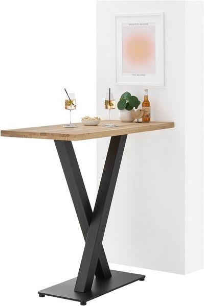Stella Trading Duke Bartisch aus Massivholz Eiche - Moderner Hochtisch mit Metallgestell für Küche & Esszimmer - 120 x 104 x 60 cm (B/H/T)