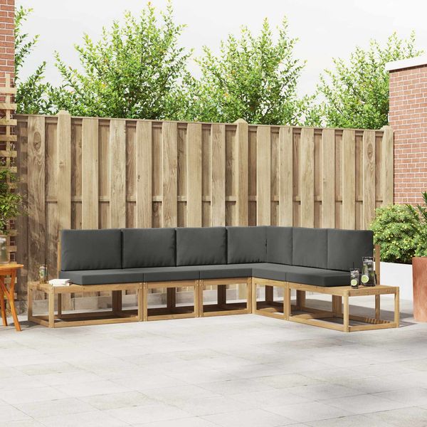 vidaXL Outdoor-Sofagarnitur 4 Stück Weiß und Anthrazit Polyester 3388196