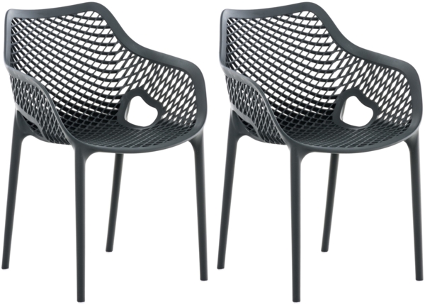 CLP 2er Set Stühle Air XL stapelbar mit einer Sitzhöhe von 44 cm,dunkelgrau