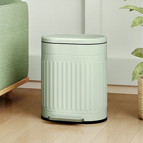 HOMCOM Mülltrennsystem Treteimer Abfalleimer mit Deckel Fußpedal herausnehmbarem Inneneimer, für Wohnzimmer, Büro, Grün, 36,5 x 31,2 x 45 cm