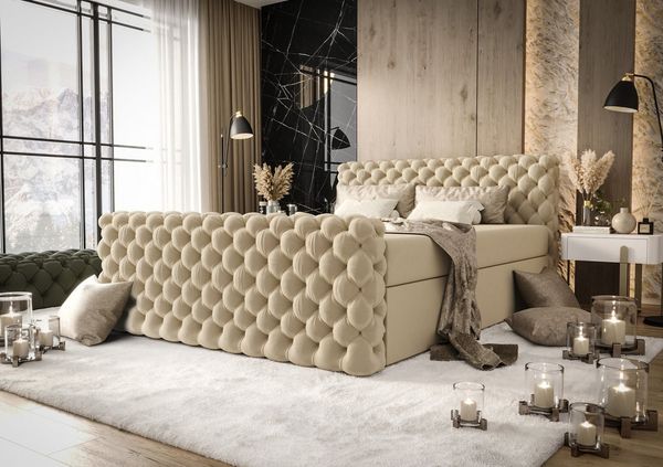 B&B Home Boxspringbett Boxbett The Big One Figo 200x220 cm (inkl zwei Bettkästen, Multipocket-Matratze und Topper)