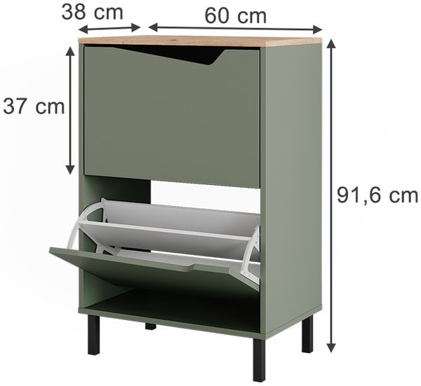 Schuhkipper Marelle Grün/Artisan 60 x 91.6 cm mit 2 Fächern Vicco Bild 2