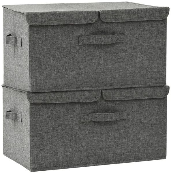 Aufbewahrungsboxen, faltbarer Korb 2 Stk. Stoff 50x30x25 cm Anthrazit