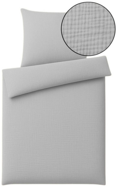 One Home Bettwäsche Musselin, Musselin, 2 teilig, Unifarben, weiche Baumwolle Sommer und Winter geeignet Bild 5
