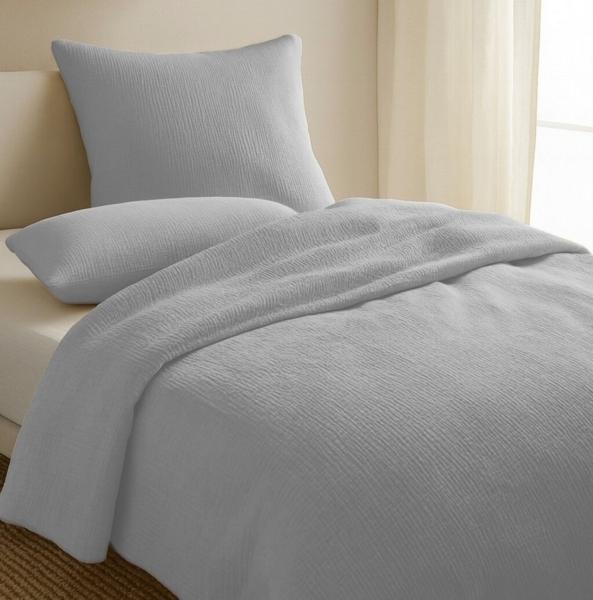 One Home Bettwäsche Musselin, Musselin, 2 teilig, Unifarben, weiche Baumwolle Sommer und Winter geeignet Bild 2