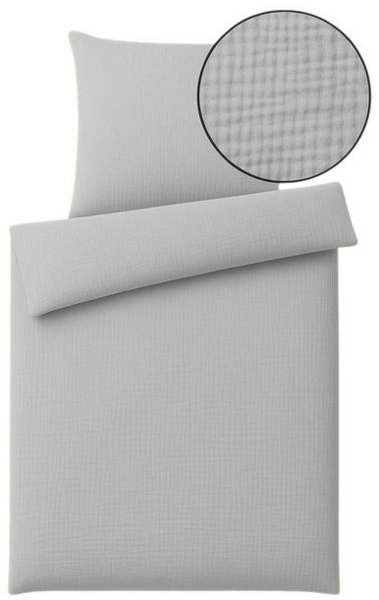 One Home Bettwäsche Musselin, Musselin, 2 teilig, Unifarben, weiche Baumwolle Sommer und Winter geeignet Bild 4