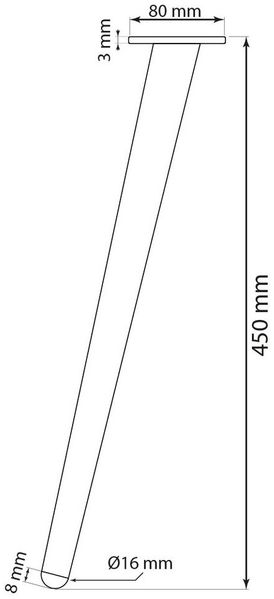Prima-Online Tischbein Metallbeine Schräg H: 45cm / 65cm Schrankfuß Metall Schwarz Sofafuß