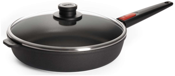 WOLL Hochrandpfanne Nowo Titanium Induction Ø 26 cm/ H: 7 cm/ 3 L Titan-Diamantversiegelung Guss‑Aluminium Induktionsboden Abnehmbarer Griff alle Herdarten ofenfest bis 250 °C & spülmaschinenfest