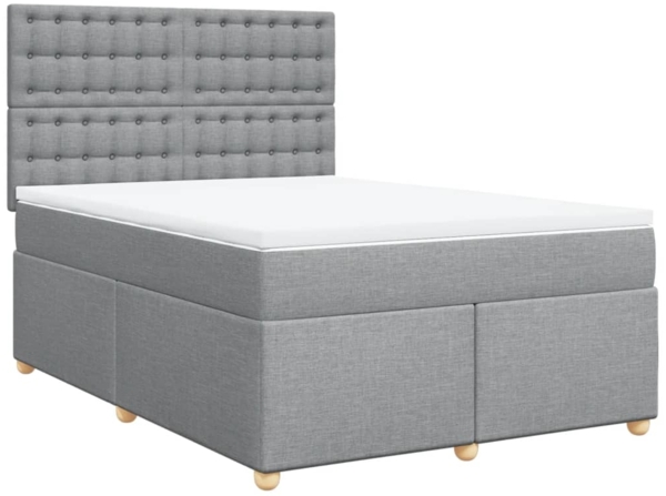 vidaXL Boxspringbett mit Matratze Hellgrau 140x190 cm Stoff 3291289
