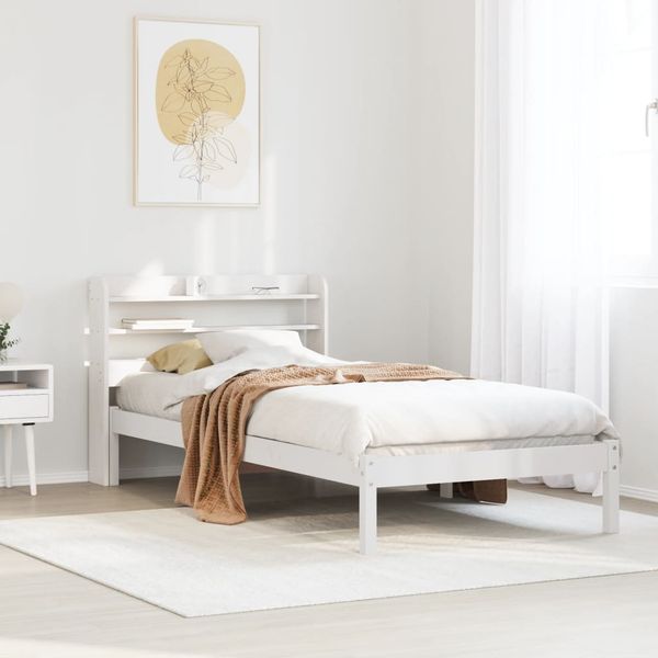 vidaXL Massivholzbett ohne Matratze Weiß 100x200 cm Kiefernholz 3306538