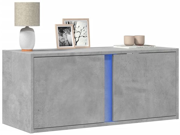 TV-Wandschrank, TV-Hängeboard Fernsehschrank mit LED-Beleuchtung Betongrau 80 x 31 x 35 cm