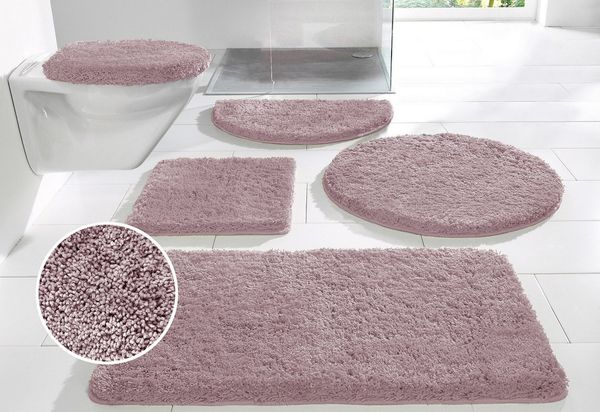 OTTO home Badematte Sanremo, Badvorleger, Badezimmer Teppich, sehr weich, Höhe 30 mm, rutschhemmend beschichtet, schnell trocknend, fußbodenheizungsgeeignet, Polyester, rund, Badteppich, unifarben, rechteckig, rund & als 3-tlg. Set erhältlich