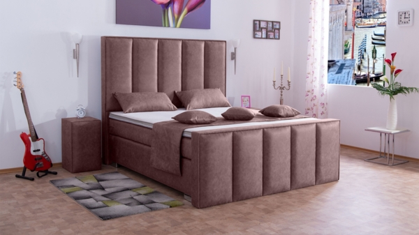 Meisterbetten Boxspringbett Vicy 200x200 in MS-Alt Rose, Matratzenbezug Nano, Ergoflex-Topper