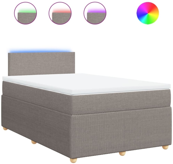 vidaXL Boxspringbett mit Matratze Taupe 120x200 cm Stoff 3289720