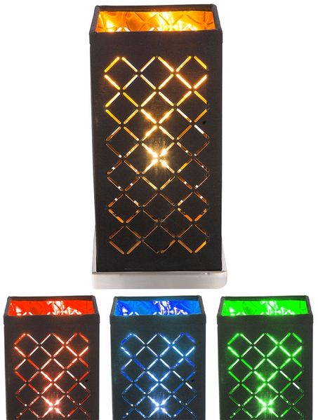 RGB LED Textil Tischleuchte, schwarz gold, H 25 cm
