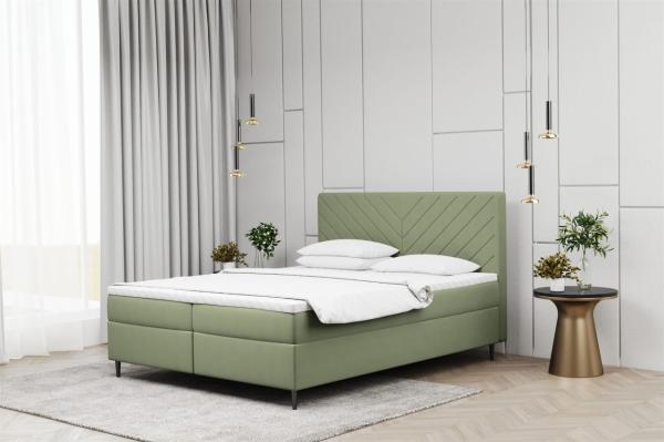 Boxspringbett Schlafzimmerbett BONITA 180x220cm in Stoff Matt Velvet Pistazie